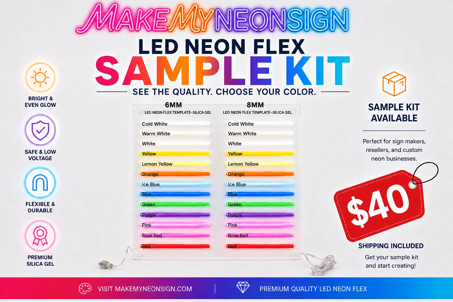 LED Color Sample Kit — custom LED neon sign