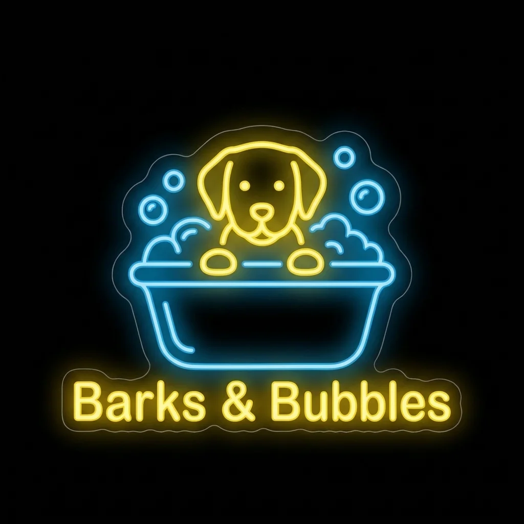 Barks & Bubbles — custom LED neon sign