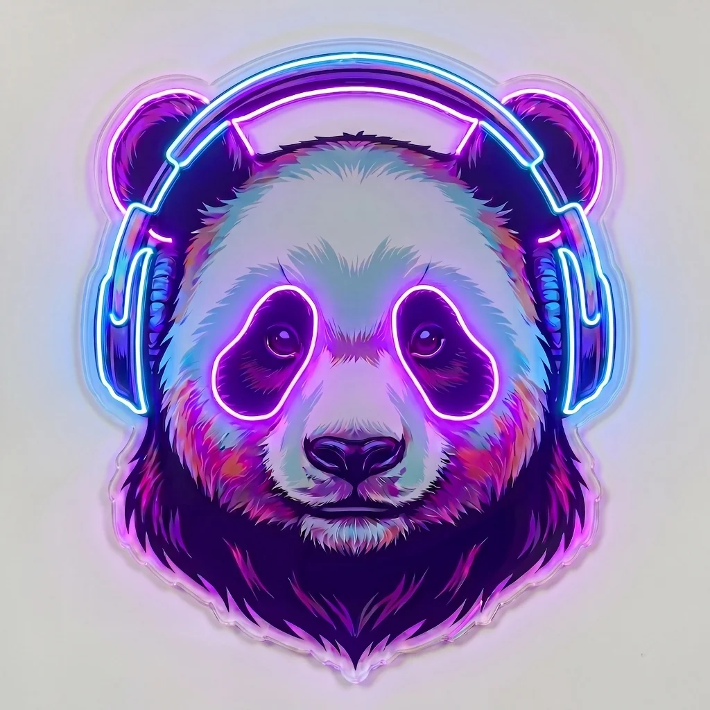 Sonic Chill DJ Panda — custom LED neon sign