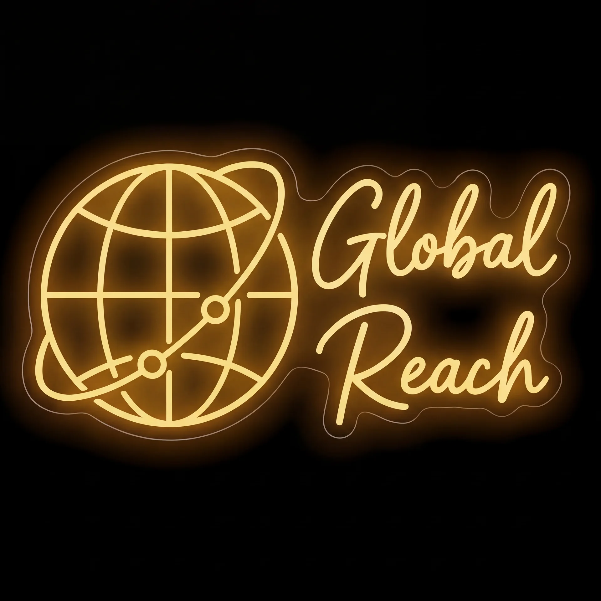 Global Reach — custom LED neon sign