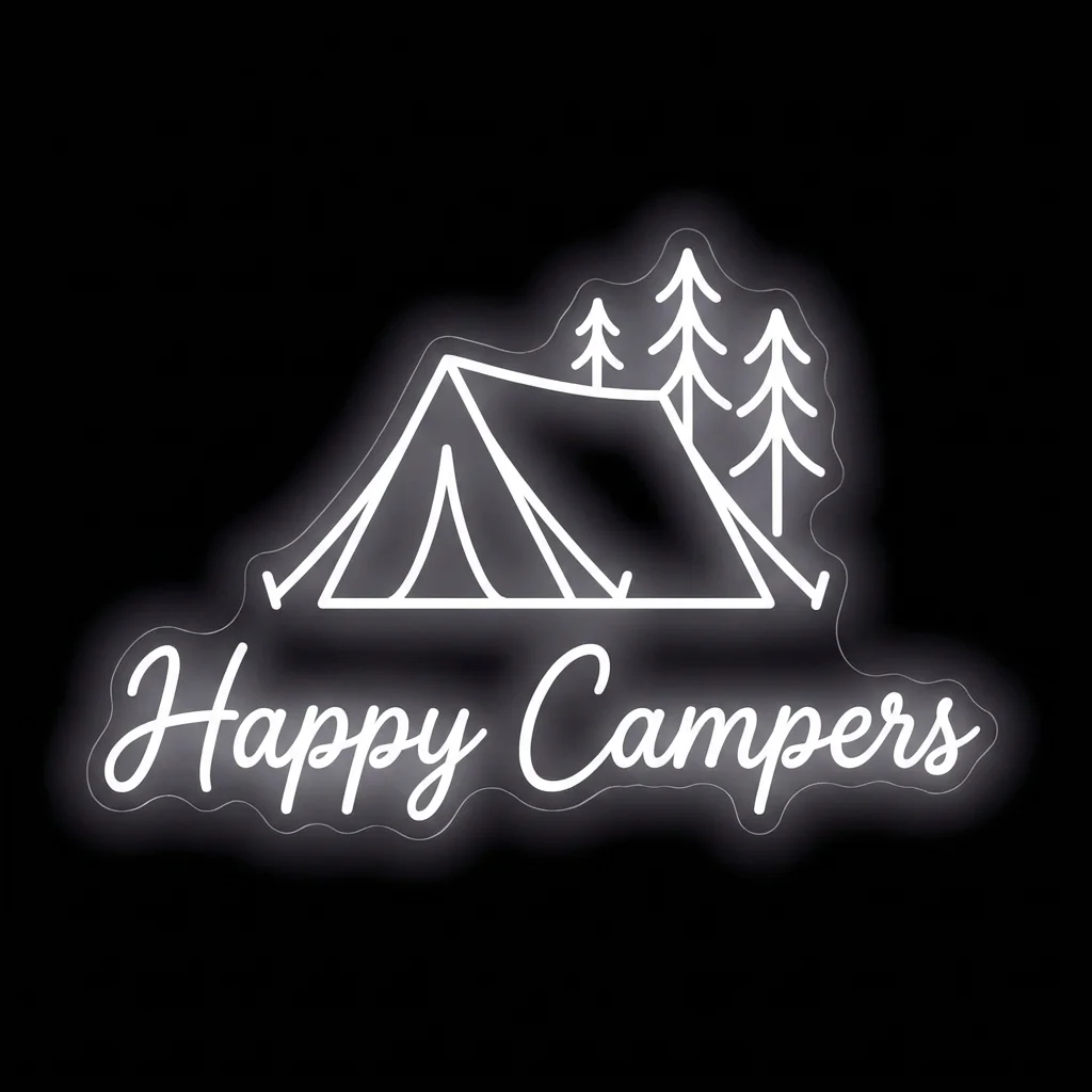 Happy Campers — custom LED neon sign