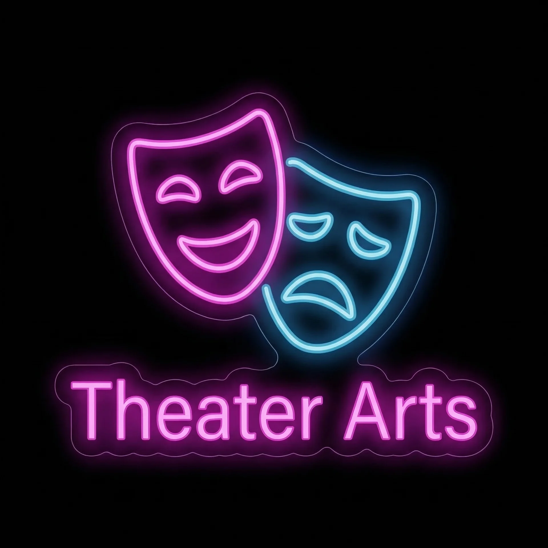 Comedy & Tragedy — custom LED neon sign