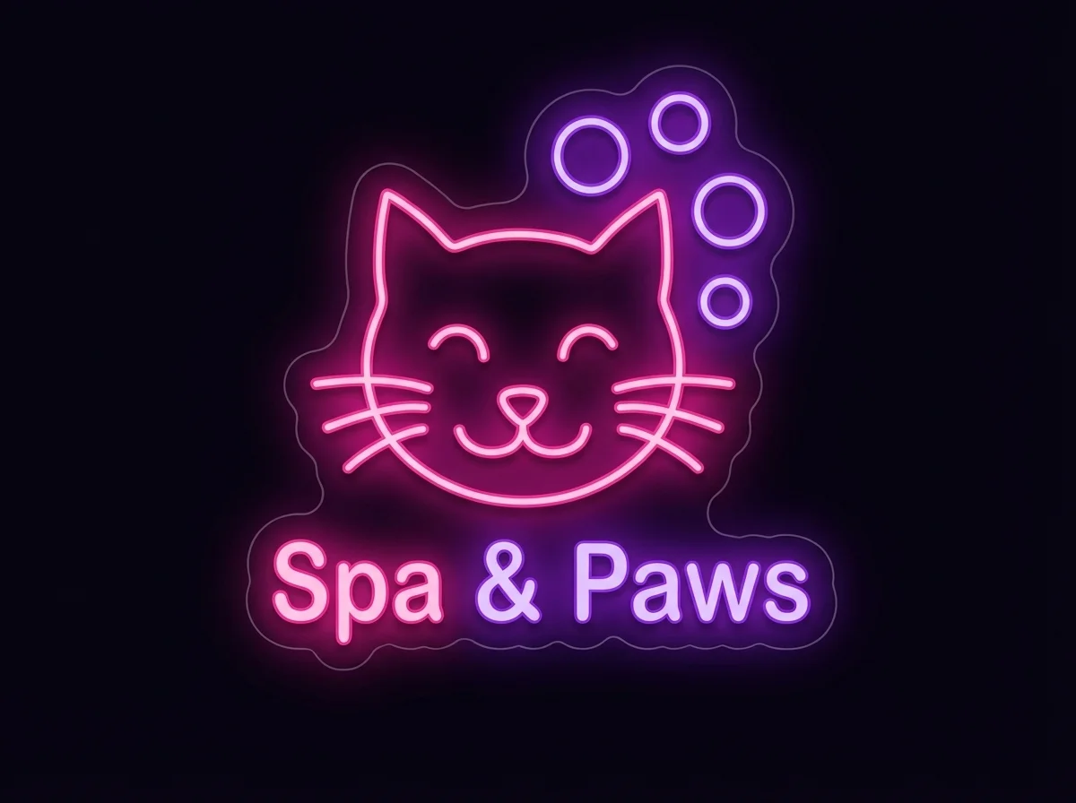 Spa & Paws — custom LED neon sign