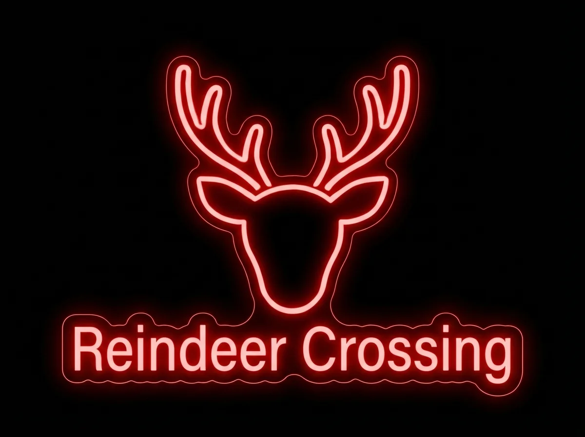 Reindeer Crossing — custom LED neon sign