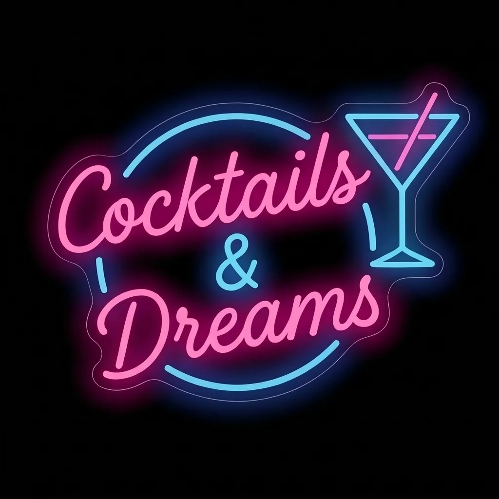 Cocktails & Dreams — custom LED neon sign
