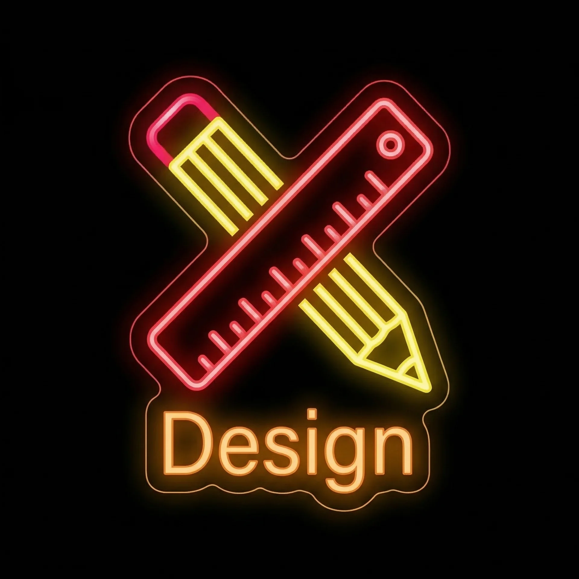 Pencil & Ruler — custom LED neon sign