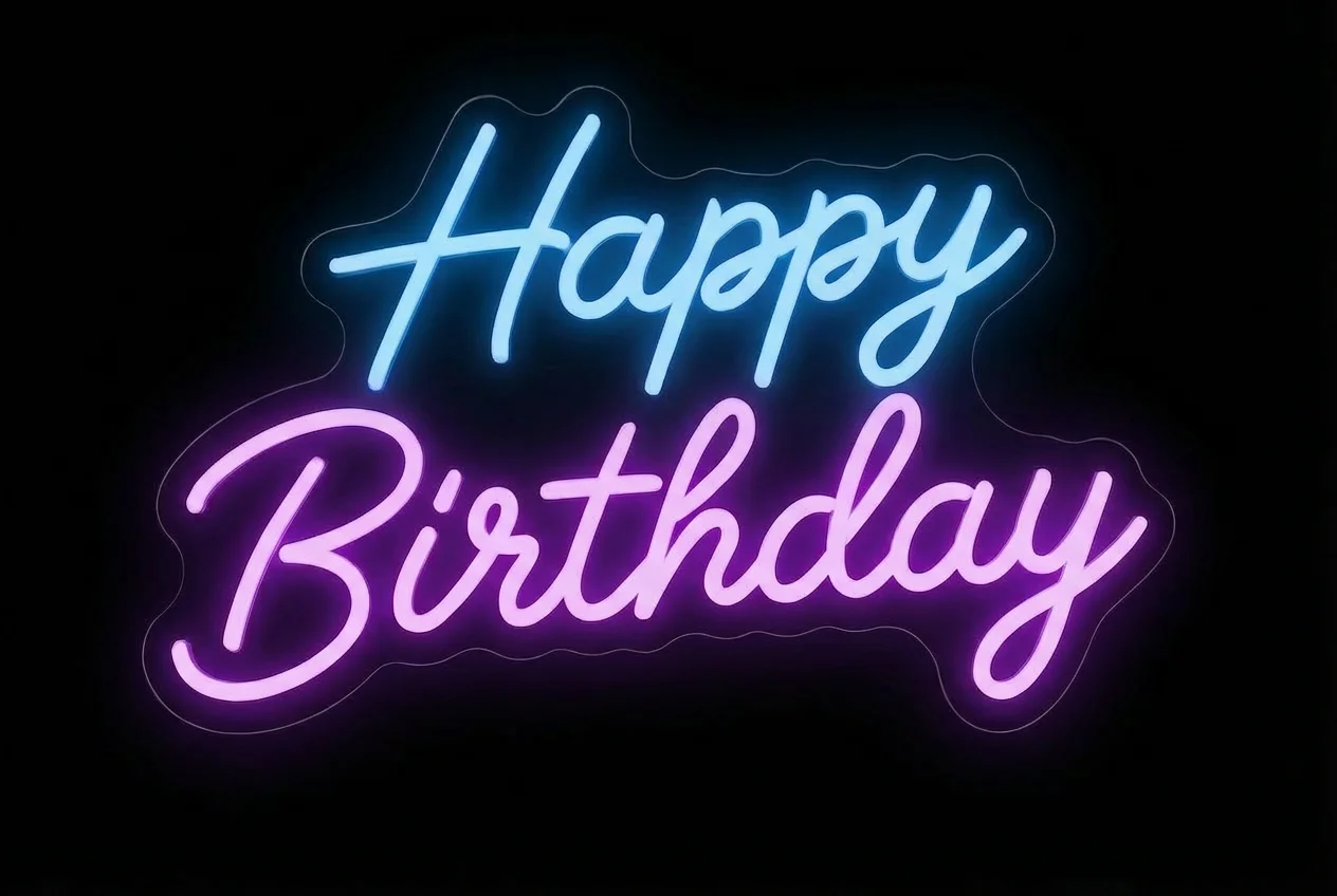 Happy Birthday — custom LED neon sign